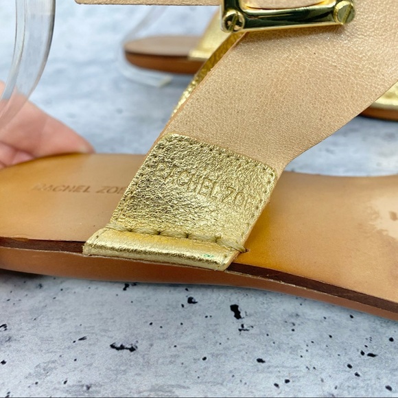 Rachel Zoe tan & gold leather strappy sandal 6.5 - Picture 2 of 12